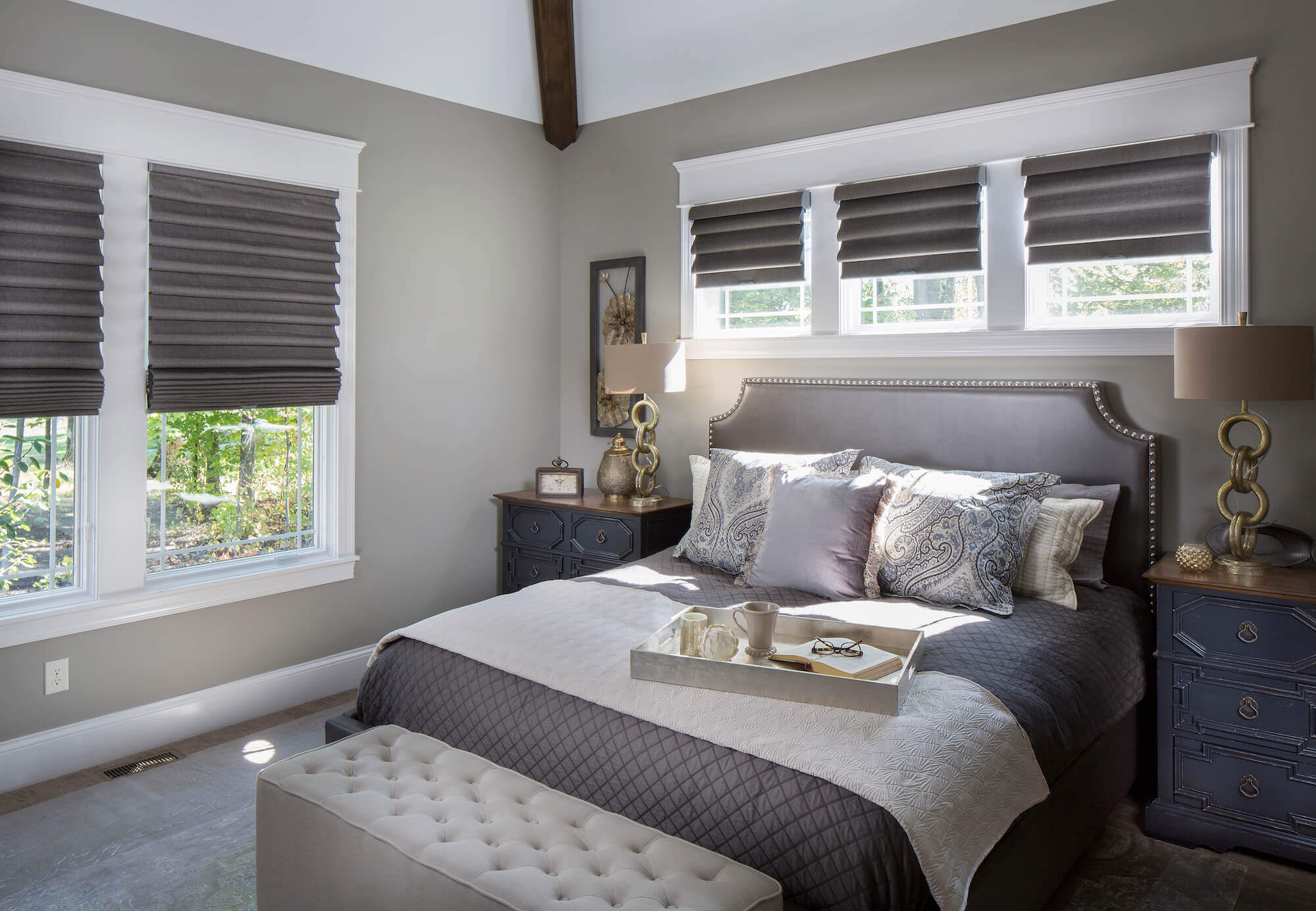 Master Bedroom With Roman Shades 